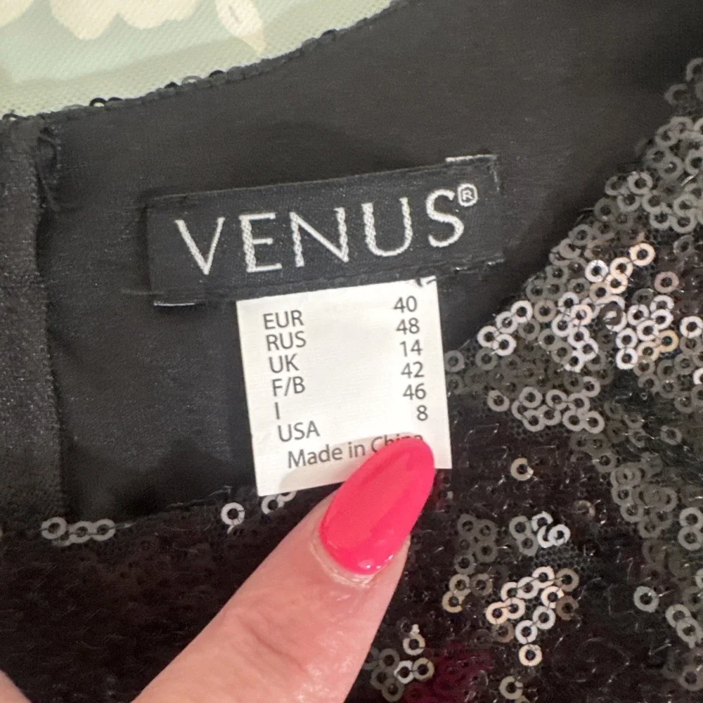 Venus Black Sequin Cropped Tank Top Zipper Back Party Formal NWOT Womens Size 8 - Picture 4 of 7